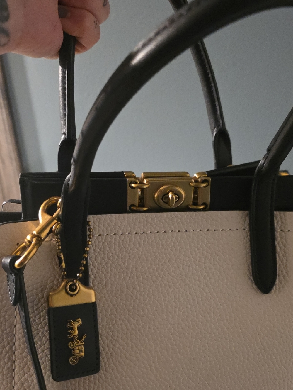 Coach 1941 Troupe Tote in the Colorblock (Chalk Multi) colorway. - Picture 7 of 15
